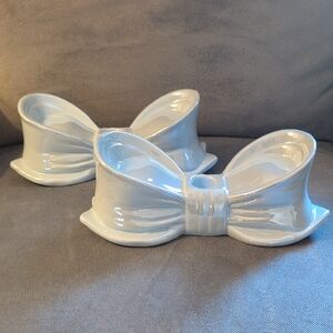 Iridescent Bow Taper Candle Holders